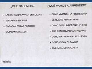 Nuestro pequeño proyecto sobre la prehistoria