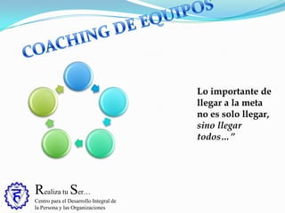 Realiza tu Ser…
Centro para el Desarrollo Integral de
la Persona y las Organizaciones
Lo importante de
llegar a la meta
no es solo llegar,
sino llegar
todos…”
 