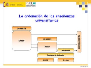 La ordenación de las enseñanzas
universitarias
 