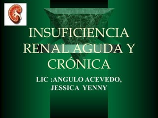 INSUFICIENCIA
RENAL AGUDA Y
CRÓNICA
LIC :ANGULO ACEVEDO,
JESSICA YENNY
 