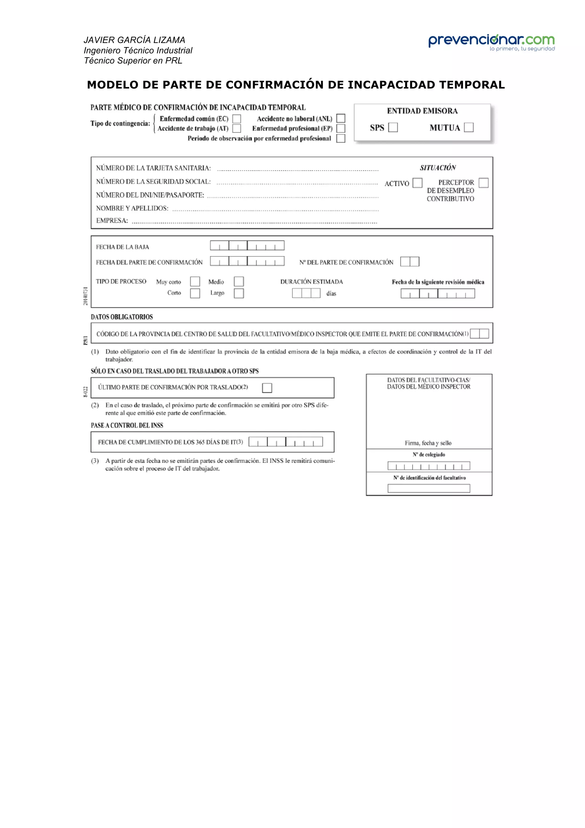 Nueva gestión y tramitación de partes de baja por incapacidad temporal ...