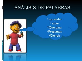 ANÁLISIS DE PALABRAS  aprender saber Que pasa Preguntas Ciencia 
