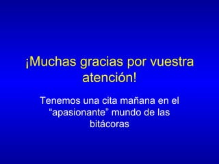 ¡Muchas gracias por vuestra atención! Tenemos una cita mañana en el “apasionante” mundo de las bitácoras 