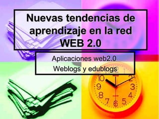 Nuevas tendencias de aprendizaje en la red WEB 2.0 Aplicaciones web2.0  Weblogs y edublogs  