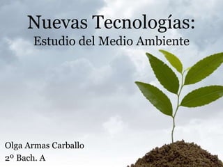 Nuevas Tecnologías:
Estudio del Medio Ambiente
Olga Armas Carballo
2º Bach. A
 