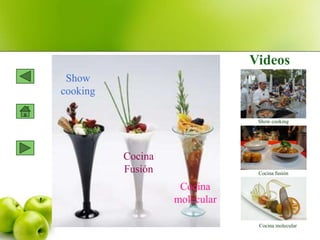 Show
cooking
Cocina Fusión
Cocina
Fusión
Cocina
molecular
Videos
Show cooking
Cocina fusión
Cocina molecular
 