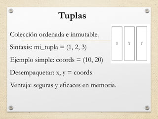 estructuras de datos de python para poder comprenderlo | PPTX