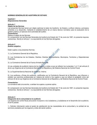Comentarios  a las Normas Generales de Auditoria de Estado.(Nueva Versión actualizada) Dictadas por la Contraloría General de la Repúlica- mayo 2013