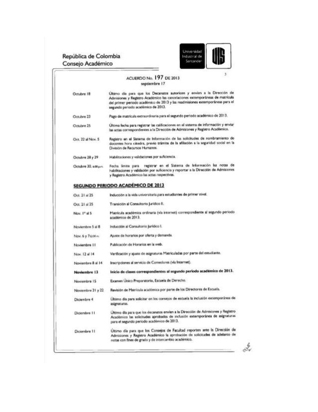 Nuevo calendario académico UIS