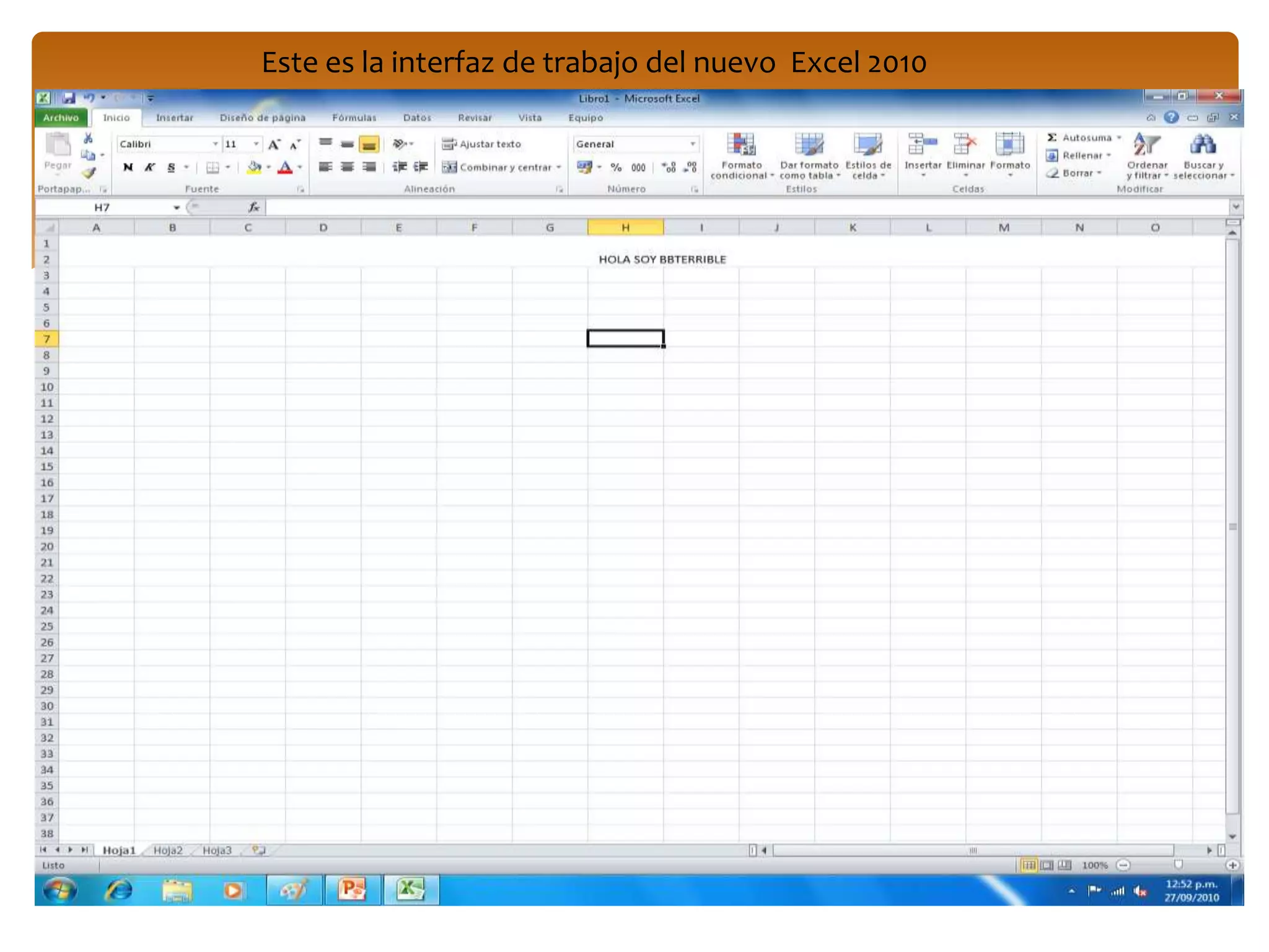 Uso de calendarios     Gracias a su área de trabajo con cuadrícula, Excel se presta para crear cualquier tipo de calendario (por ejemplo: calendarios académicos para hacer el seguimiento de las actividades durante el año escolar o calendarios del año fiscal para hacer el seguimiento de eventos empresariales e hitos). Como acceder a Microsoft Excel 2010Primero debemos hacer clic en el botón inicio Luego de ello te aparecerá otra ventana como la que puedes ver