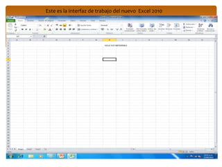 Uso de calendarios     Gracias a su área de trabajo con cuadrícula, Excel se presta para crear cualquier tipo de calendario (por ejemplo: calendarios académicos para hacer el seguimiento de las actividades durante el año escolar o calendarios del año fiscal para hacer el seguimiento de eventos empresariales e hitos). Como acceder a Microsoft Excel 2010Primero debemos hacer clic en el botón inicio Luego de ello te aparecerá otra ventana como la que puedes ver
