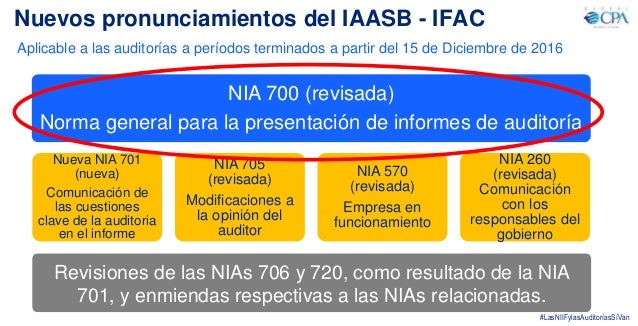 Resultado de imagen para INFORMES DE AUDITORIA 2017 NIA 700