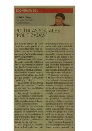 Políticas sociales "politizadas"