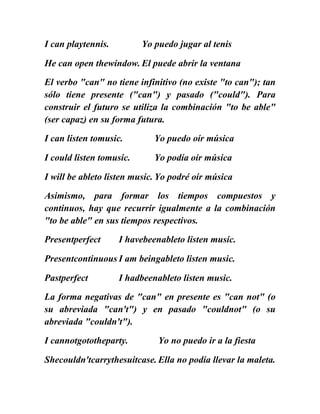 Estructura de los verbos  modales