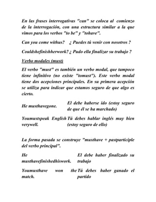 Estructura de los verbos  modales