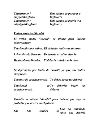Estructura de los verbos  modales