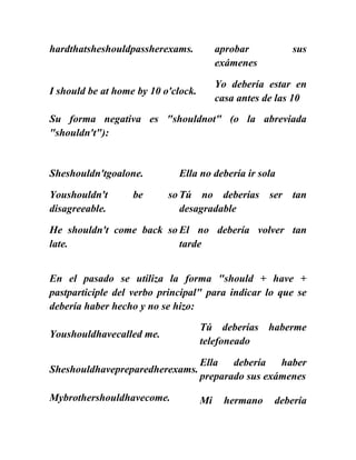 Estructura de los verbos  modales