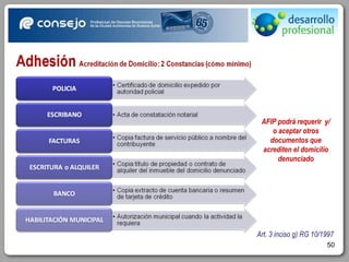Art. 3 inciso g) RG 10/1997 AFIP podrá requerir  y/o aceptar otros documentos que acrediten el domicilio denunciado 