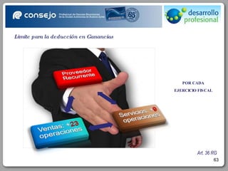 Limite para la deducción en Ganancias POR CADA EJERCICIO FISCAL Art. 36 RG 