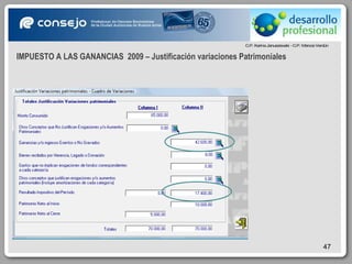 IMPUESTO A LAS GANANCIAS  2009 – Justificación variaciones Patrimoniales 
