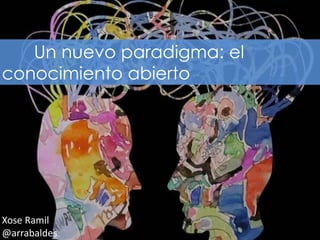 Comunicación, participación y
nuevas narrativas
www.arrabaldes.org
Un nuevo paradigma: el
conocimiento abierto
Xose Ramil
@arrabaldes
 