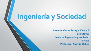 Alumno: Oscar Enrique Valera A
CI:9618023
Materia: Ingeniería y sociedad
SAIAE
Profesora: Anayda Ochoa
 