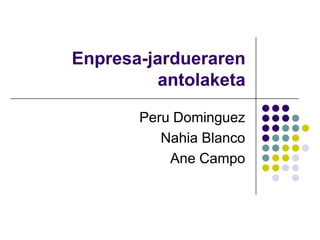 Enpresa-jardueraren
          antolaketa

       Peru Dominguez
          Nahia Blanco
           Ane Campo
 