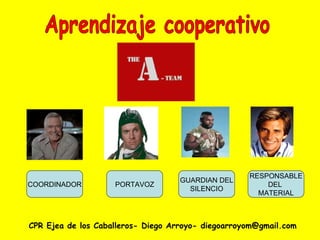 CPR Ejea de los Caballeros- Diego Arroyo- diegoarroyom@gmail.com Aprendizaje cooperativo COORDINADOR PORTAVOZ GUARDIAN DEL SILENCIO RESPONSABLE DEL  MATERIAL 
