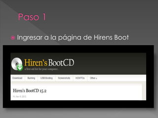 Creación Del CD HIRENS BOOT (Tutorial) | PPT