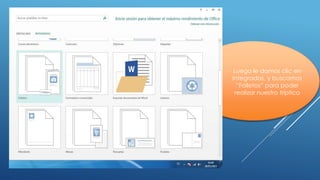 Luego le damos clic en
Integradas, y buscamos
“Folletos” para poder
realizar nuestro tríptico
 