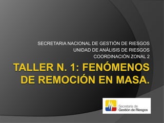 SECRETARIA NACIONAL DE GESTIÓN DE RIESGOS
UNIDAD DE ANÁLISIS DE RIESGOS
COORDINACIÓN ZONAL 2
 