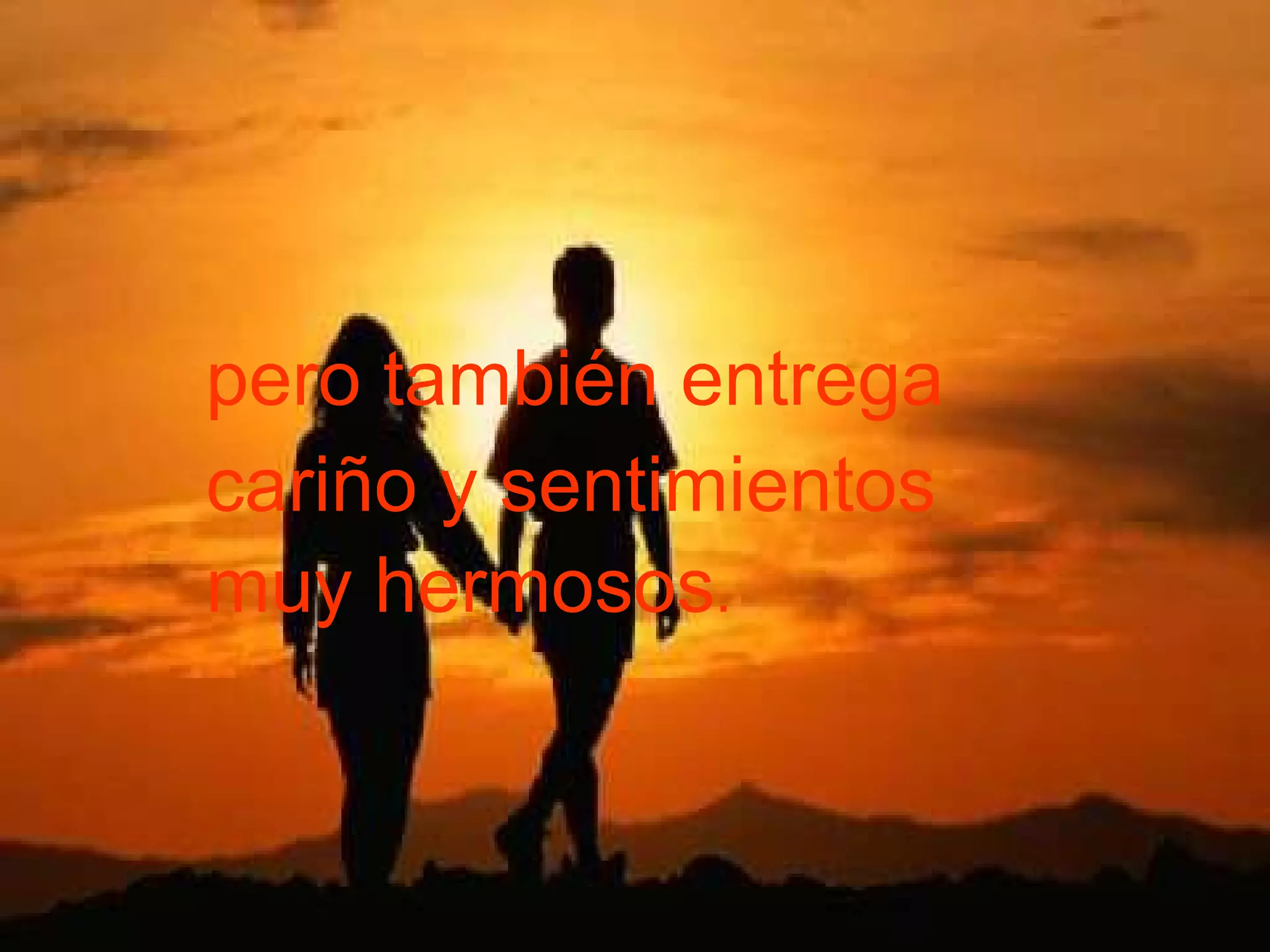 pero   también entrega  cariño y sentimientos  muy hermosos . 