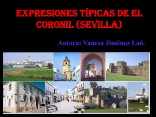 EXPRESIONES TÍPICAS DE EL
   CORONIL (SEVILLA)
        Autora: Vanesa Jiménez Laó.
 