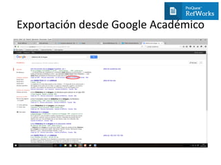 Exportación desde Google Académico
 
