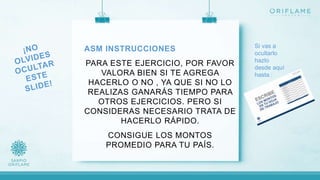 ASM INSTRUCCIONES
PARA ESTE EJERCICIO, POR FAVOR
VALORA BIEN SI TE AGREGA
HACERLO O NO , YA QUE SI NO LO
REALIZAS GANARÁS TIEMPO PARA
OTROS EJERCICIOS. PERO SI
CONSIDERAS NECESARIO TRATA DE
HACERLO RÁPIDO.
CONSIGUE LOS MONTOS
PROMEDIO PARA TU PAÍS.
Si vas a
ocultarlo
hazlo
desde aquí
hasta :
 