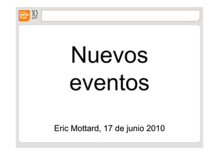 Nuevos
    eventos
Eric Mottard, 17 de junio 2010
 