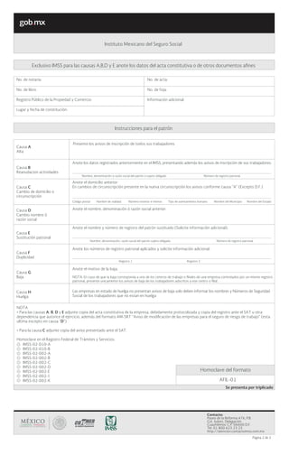 Página 2 de 2
Instituto Mexicano del Seguro Social
Exclusivo IMSS para las causas A,B,D y E anote los datos del acta const...