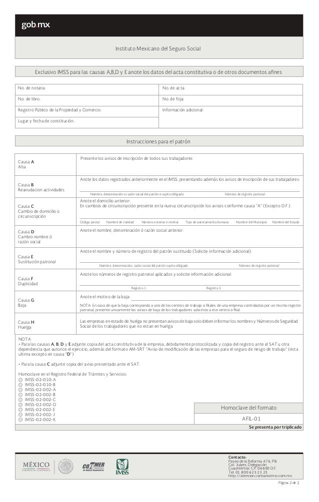 Proyecto de Nuevos Formatos de Afiliación al IMSS