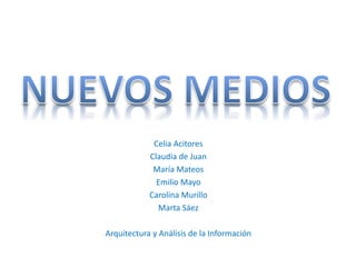Celia Acitores
Claudia de Juan
María Mateos
Emilio Mayo
Carolina Murillo
Marta Sáez
Arquitectura y Análisis de la Información
 