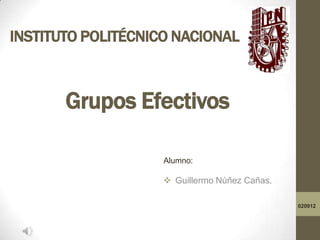 INSTITUTO POLITÉCNICO NACIONAL



       Grupos Efectivos

                    Alumno:

                     Guillermo Núñez Cañas.

                                               020912
 