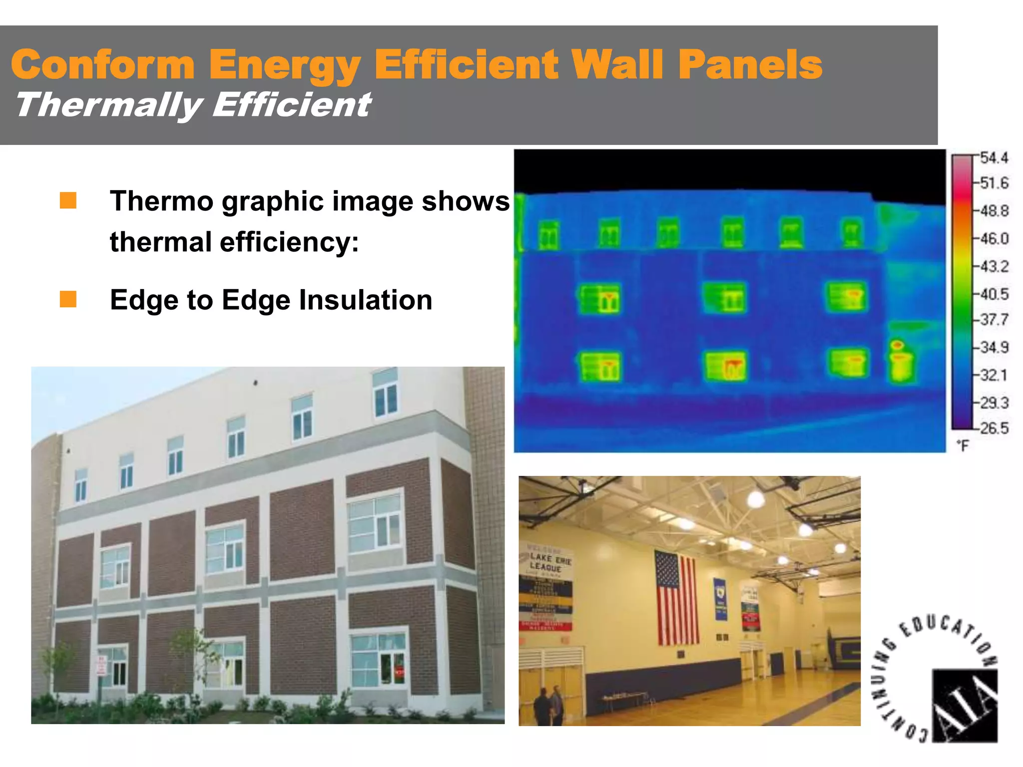 Conform Energy Efficient Wall Panels
Thermally Efficient


Thermo graphic image shows
thermal efficiency:



Edge to Edge Insulation

 