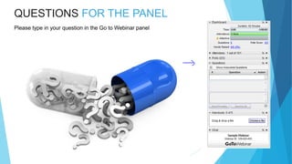 QUESTIONS FOR THE PANEL
Please type in your question in the Go to Webinar panel
 