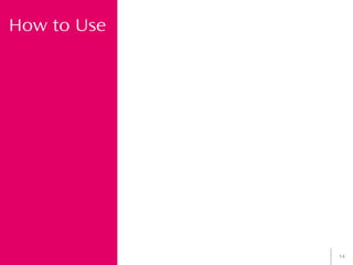 14
How to Use
 