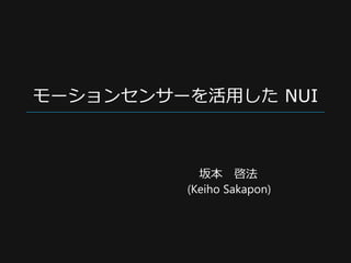 モーションセンサーを活用した NUI
坂本 啓法
(Keiho Sakapon)
 