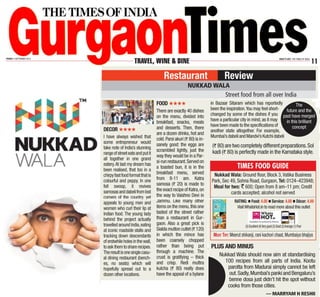 Nukkadwala in Gurgaon Times