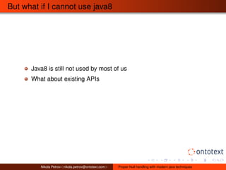 Proper Null handling with modern java techniques | PDF