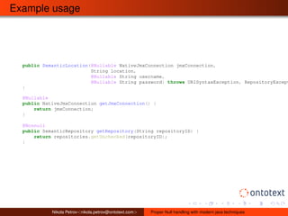 Proper Null handling with modern java techniques | PDF