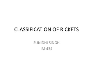 CLASSIFICATION OF RICKETS
SUNIDHI SINGH
IM 434
 