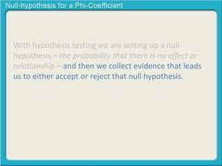 Null hypothesis for a Chi-Square Test of Independence | PPTX