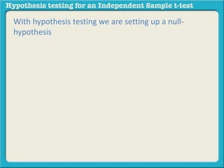 Null hypothesis for an independent-sample t-test | PPT